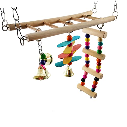 iplusmile Holz Schaukel Für Vögel Kreative Wanddekoration Mit Bunten Blättern Und Glöckchen Langlebig Und Sicher Für Papageien Wellensittiche Und Andere Haustiere von iplusmile
