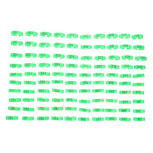iplusmile 100 Stück Hühnerfußring Identifikationsringe Für Geflügel Taubenfußbänder Geflügel Flügelbänder Hähnchen-anhänger Vögel Zahlen Ringe Geflügelbeinbänder Taubenfußband Green Plastik von iplusmile