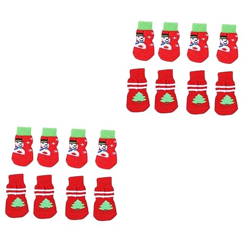iplusmile 16 STK Haustier Socken Dogensocken Aus Baumwolle Haustiersocken Hundepfotenschutz Katzenpfotenschutz Weihnachtssocken Für Hunde Weihnachten Stricken Vierbeinige Kleidung von iplusmile