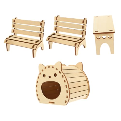iplusmile Hamster Haus Aus Holz DIY Mit Tisch Und Stuhl Für Kleintiere Versteck Spielzeug Zum Selbstaufbau Für Hamsterkäfige Tierbedarf Beißnest Für Hamster von iplusmile