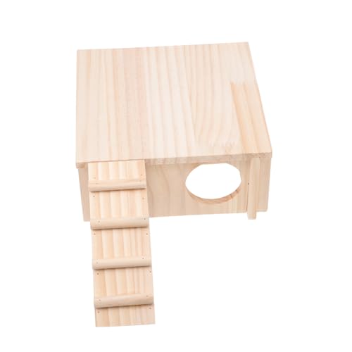 iplusmile 1Stück Hamster Holzhaus Aus Natürlichem Holz Mehrzweck Nagerhaus Mit Kletterleiter Für Rennmäuse Und Zwerghamster Und Rückzugsort Für Haustiere Stöckig von iplusmile