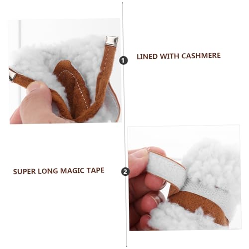 iplusmile 2 Paare Haustier Winterstiefel mit Rutschfester Sohle Kurze Warme Schneeschuhe für Kleine bis Mittlere Hunde Pfotenschutz Reflektierend für Draußen und Drinnen Khaki von iplusmile