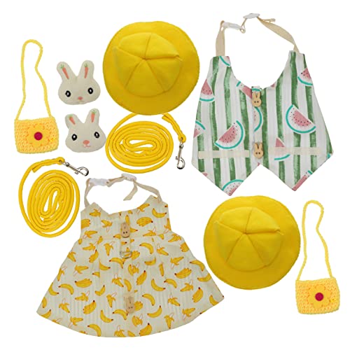 iplusmile 2sätze Hasenmütze Mit Tasche Und Leine Haustieranzug Für Kaninchen Atmungsaktiv Und Komfortabel Mit Zubehör Für Tägliche Spaziergänge Und Partys von iplusmile