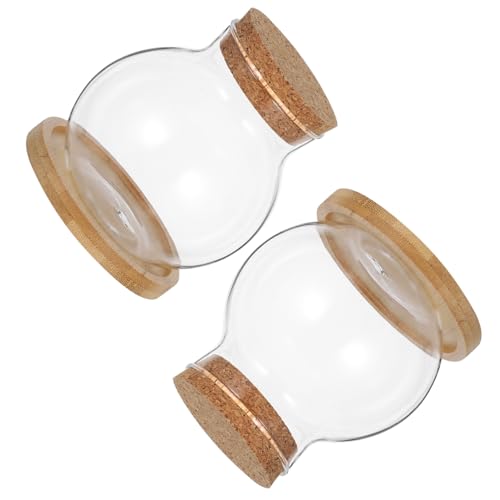 iplusmile 2 Satz Hydroponische Glasvasen mit Bambusmatte Kleine Runde Aquarium und Betta Fischschalen Stilvolle Pflanzenvermehrung für Tischdekoration und Gartenliebhaber von iplusmile