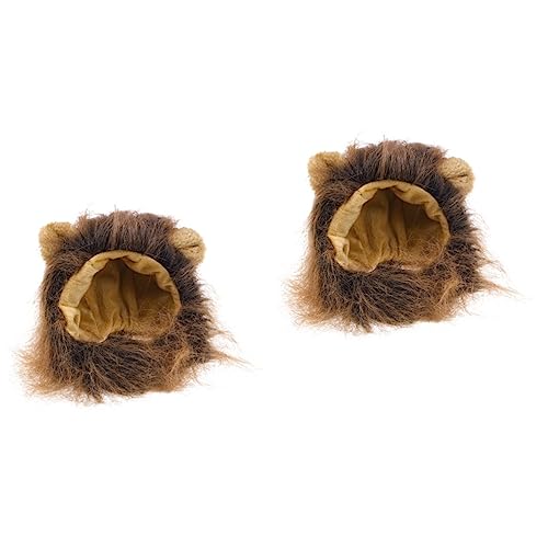 iplusmile 2 Stück Lustige Löwenmähnenperücke Für Haustierkatzen Welpen Löwenhut Hundeperücke Katzenlöwenkostüm Verkleidungskappe Fotoshooting-zubehör Größe 26–30 cm von iplusmile