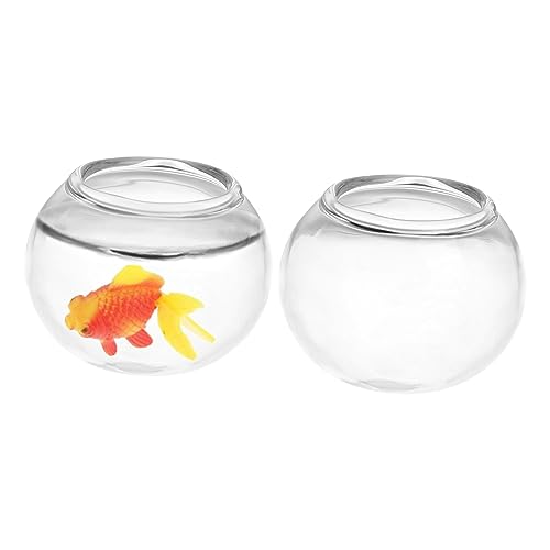 iplusmile 2 Stück Miniatur Fischglas Transparent Runde Miniatur Aquarium Goldfischschale Fischbecken Puppenhaus Dekoration Lernspielzeug Kreativitätsfördernd von iplusmile