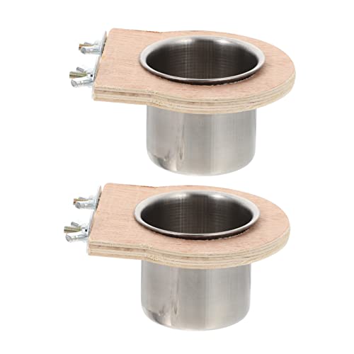 iplusmile 2stücke Papageien Futterschalen Aus Edelstahl Mit Holzregal Multifunktionale Wasser Futterbecher Für Vögel Käfigzubehör Für Haustiere von iplusmile