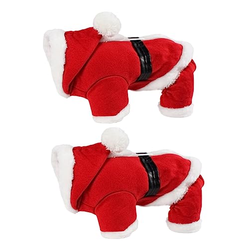 iplusmile 2 STK Hundekleidung für Weihnachten Hunde-Weihnachtsmann-Outfit Haustier-Partykostüm Kleider Weihnachtsmann-Kostüm Haustierkleidung Partykleidung für Haustiere rot von iplusmile