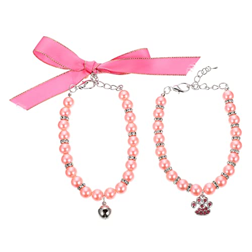 iplusmile 2st Haustierhalsband Perlenhalsband Für Katzen Haustier-perlenkette Modeschmuck Ausgefallene Haustierkette Kleines Welpenhalsband Perle Hundehalskette Kätzchen Legierung Diamant von iplusmile