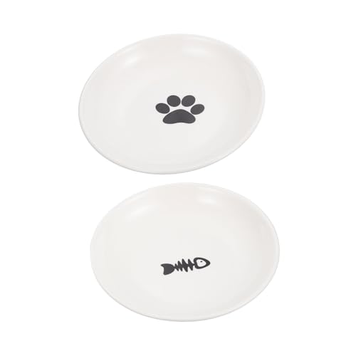 iplusmile 2Stücke Keramik Katzenfutternäpfe Form Erhöhte Futterschalen Für Katzen rutschfest Für Snacks Und Futter Zu Reinigen Verschiedene Designs Fischknochen von iplusmile