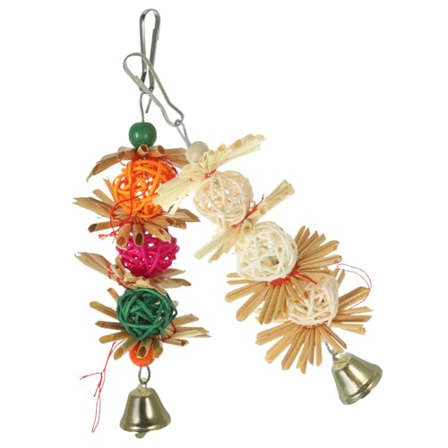 iplusmile 2stücke Papageien Kauspielzeug Zum Aufhängen Rattan Ball Mit Glocke Für Vögel Spielzeug Papagei Beißspielzeug Für Käfig Anhänger Vogelbeißspielzeug Zum Kauen Und Entdecken von iplusmile