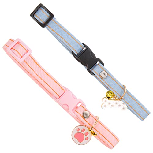 iplusmile 2stücke Verstellbares Katzenhalsband Mit Stilvolles Atmungsaktives Und Sicheres Halsband Für Kätzchen Für Partys Und Aktivitäten Katzenhalsband Im Rosa Pfote Blaues von iplusmile