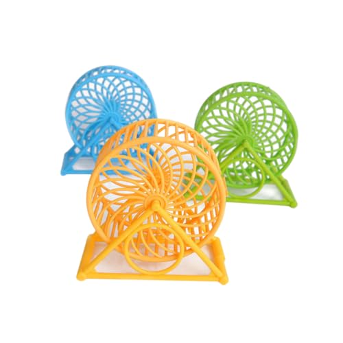 iplusmile 3 Stück Hamsterspielzeug Haustier sprechen Zubehör Hamster kleintierspielzeug Hamster Laufrad mit Halterung Hamster Rad mit Stand Hamsterrad Hamster spielt Rad von iplusmile