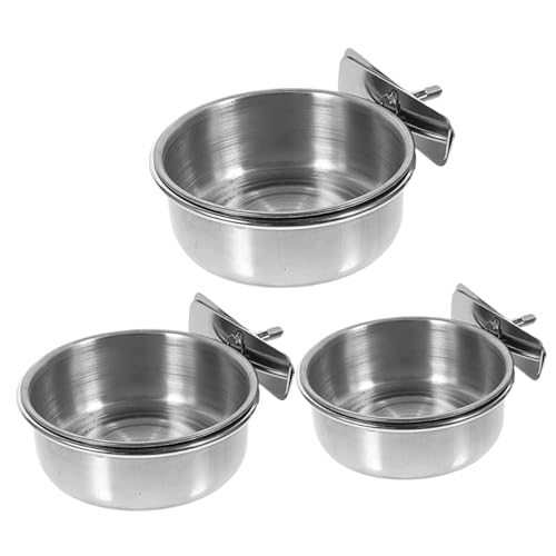 iplusmile 3 Stück Papageien -Lebensmittelspender coop Vogel Fütterer Brunnen Vogelkäfig vogelfutterspender vogelfutterhäuschen Vogelfütterungsbecher Vogelfütterer Rostfreier Stahl Silver von iplusmile