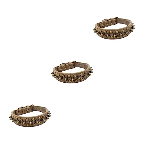 iplusmile 3 Stück Personalisierte Halsbänder Nieten Grau Rund Anti-Biss-Nagel Hundehalsband Größe Ring S Haustier von iplusmile