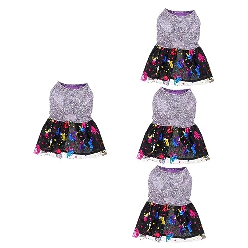 iplusmile 4 Stück Halloween-Kleid Für Haustiere Halloween-katzenkleid Hund Hexenkleid Hexenkostüm Für Damen Halloween-hundekleidung Hündchenkleid Drucken Der Stoff Violett Polyester von iplusmile