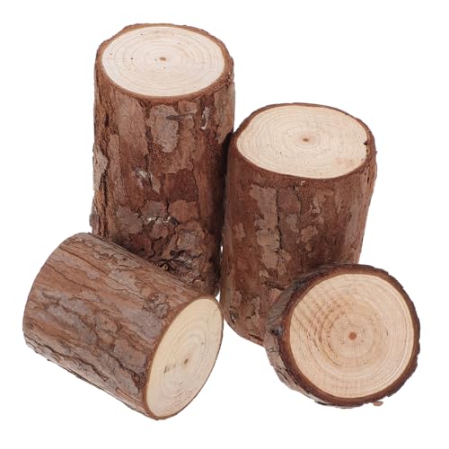 iplusmile 4 Stück Kleiner Holzstumpf für Hamsterkäfig Natürliches Holz Kunsthandwerk Tierzubehör für Kleine Haustiere Vintage Baumstamm für Lebensraumgestaltung von iplusmile