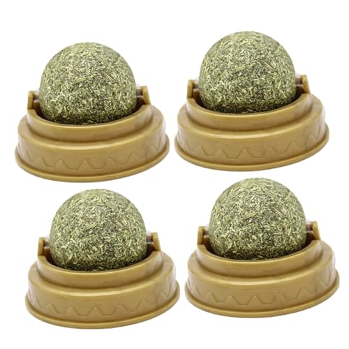 iplusmile 4 Stück Minzballspielzeug kneifen drinnen Lecken Puzzle katzenminze Catnip Katzen Snack laufstall cat Treats Katze leckt Ball Katze behandelt Minzkugel Katzenbissball von iplusmile