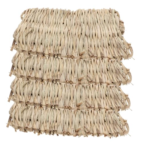 iplusmile 4 Stück Nestauflage Heumatten für Kaninchen künstliche Grasauflage Große gewebte Grasmatte für Haustiere Kaninchen Tischset Kaninchen-Lebensraumteppich Taubengrasnest Stroh Khaki von iplusmile