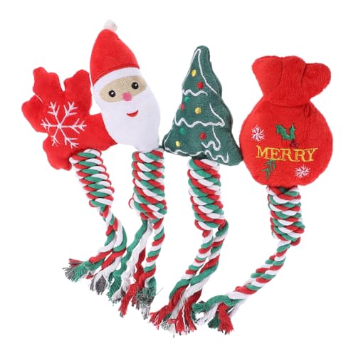 iplusmile 4 Stück Teiliges Kauspielzeug für Hunde mit Knoten Design Tragbares Widerstandsfähiges Molaren Stresslinderndes Xmas Hundespielzeug Fördert Zahnpflege und Spielerische von iplusmile