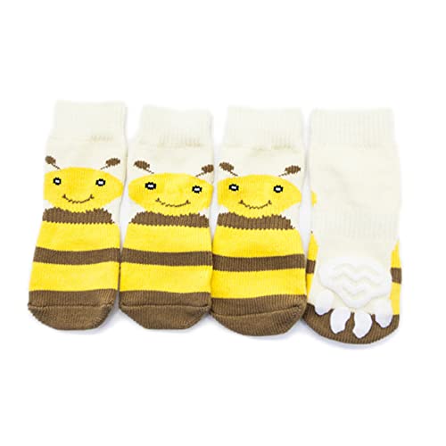 iplusmile Haustierzubehör 4 Stück Welpensocken Für Kleine Hunde Süße Socken Sockenschuhe Baumwollsocken Für Haustiere Gestreifte Haustiersocken Hundesocken 2XL Hündchen Niedlich von iplusmile