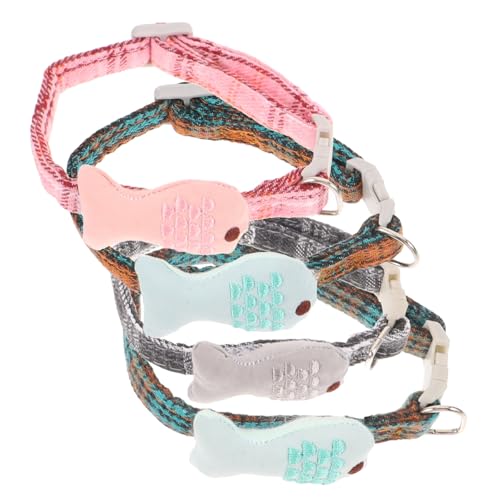 iplusmile 4 Teiliges Katzenhalsband Set Für Den Hals Von Katzen Mit Glöckchen Katzenzubehör Verstellbares Katzenhalsband Katzenhalsbänder Weiche Katzen Gadgets Chat Für Katzen von iplusmile