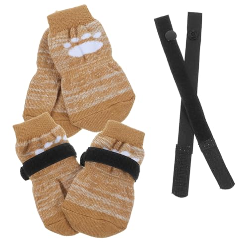 iplusmile 4Stücke rutschfeste Hundesocken für Kleine Waschbare Baumwollsocken mit Verschleißfestem Design für Drinnen und Draußen Schützt bei Jedem von iplusmile