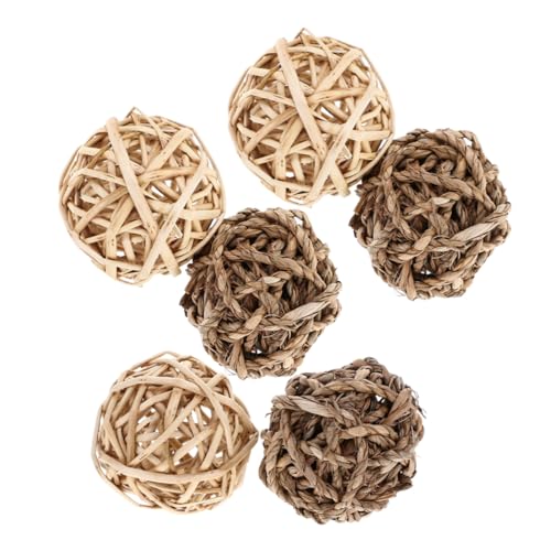 iplusmile 6stücke Kaninchen-Spielzeug Kau-grasbälle Hängendes Spielzeug Für Kleintiere Naturgras-bälle Futter- Für Kaninchen Und Chinchillas von iplusmile
