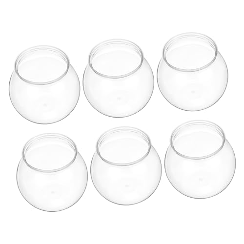 iplusmile 6 Stück Kleine Runde Fischgläser aus Klarem Bruchsicherem Kunststoff Dekoratives Aquarium für Goldfische und Pflanzen Stabiler Fischtank Vielseitig für Schreibtisch und Zuhause von iplusmile