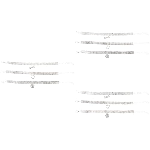 iplusmile 3er-Sets Luxuriöses Haustierhalsband Mit Strasssteinen Robuste Hundehalskette Modisches Katzenzubehör Leichtes Legierungsdesign 3 Stück X 3 von iplusmile