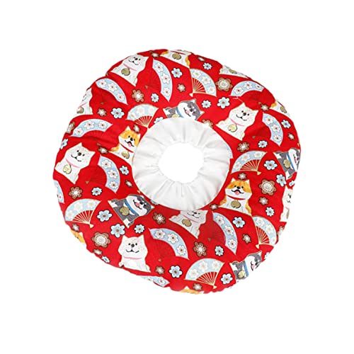iplusmile Pet Headgear Für Hunde Und Katzen Einstellbarer Atmungsaktiver Kragen Rot XXL Verhinderung Von Lecken Und Kratzen Verletzungen von iplusmile