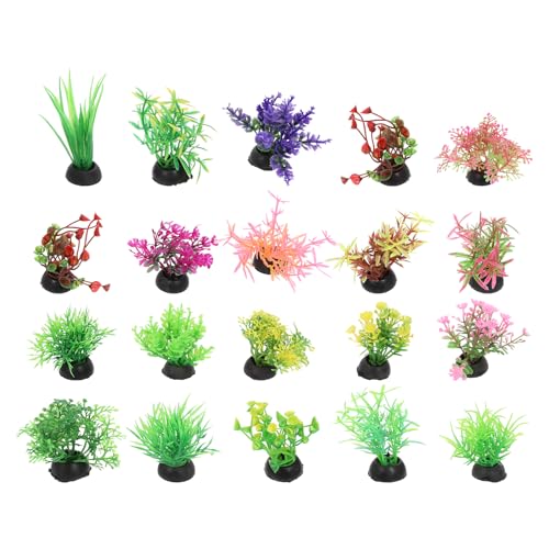 iplusmile Aquarienpflanzen: 20 Stück Dekorative Wasserpflanzen, Künstliches Wassergras, Aquarium-Dekoration, Gemischter Stil, Kunststoff, Mehrfarbig, 4,5 X 2,5 X 2,5 cm von iplusmile