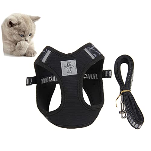 iplusmile Reflektierendes Katzenharness Set Tragbarer Brustgurt Für Katzen Leicht Und Atmungsaktiv Sicherer Für Outdoor-aktivitäten Schwarze Farbe von iplusmile