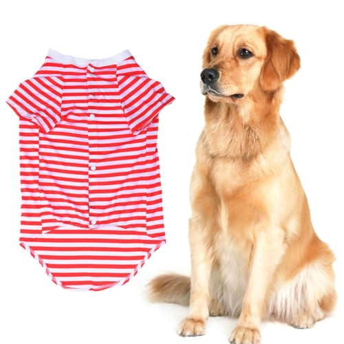 iplusmile Gestreiftes Hunde-T-Shirt Atmungsaktives Hunde-Shirt Farbenfrohes Welpen-Sweatshirt Hundekleidung Für Kleine Bis Mittelgroße Hunde Welpen von iplusmile