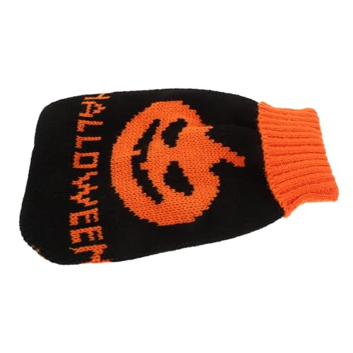 iplusmile Halloween Haustierpullover Warm Gefütterter Hundepullover für Kleine Hunde und Katzen Weicher Strickpullover Mit Kürbisdesign Einfach Auszuziehen Waschbar Winter Outdoor Kleidung von iplusmile