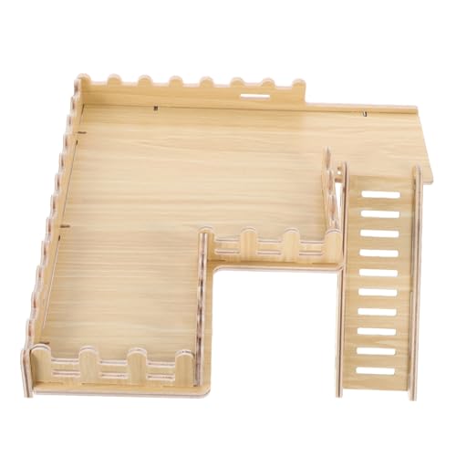 iplusmile Hamster-Holzplattform Hamster Hamster Spielplatz Leiter aus Papageienholz Klettergerüste für Hamster kleine Hamsterplattform Hamster Holzhaus mit Leiter hölzern Khaki von iplusmile