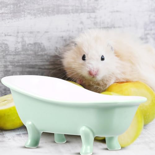 iplusmile Hamster Sand Badezimmer Keramik Hamster Vogel Papageien Badewanne Kleinetier Sandbad Behälter Außentoilette Käfigzubehör für Hamster Meerschweinchen Rennmäuse Chinchilla Grün von iplusmile