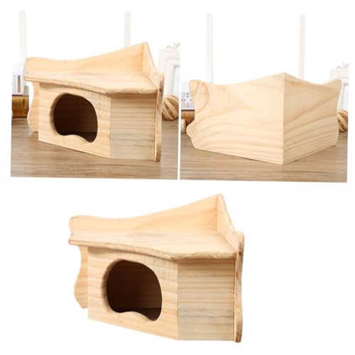 iplusmile Hamsterhaus Laufstall Eichhörnchen Indoor Ratte Hamster Zeug Hase Haustier Laufstall Chinchilla Kaninchenstall Nagetier Hängematte Häuser Hamsterkäfig Betten Nest Holz von iplusmile