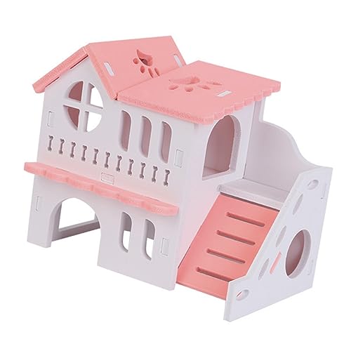 iplusmile Hamstervilla aus Holz Hamsterhaus Spielzeug für Kleine Haustiere Atmungsaktiv mit Kauspielzeug für Hamster und Ratten von iplusmile