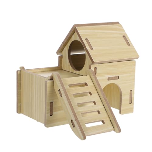 iplusmile Hamsterversteck Hamster Versteck Holz Hamsterhaus Holz Nagerhaus Hamster Hamster Hamster Habitat Accessoires Hamsternest aus Holz Hamsterkäfig hölzern Khaki von iplusmile