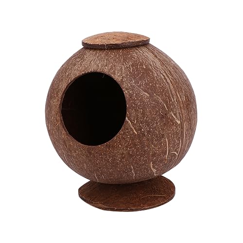 iplusmile Haustier-Schlafbett Hamster Nest Kokosnuss Schale Vogelhaus Kokosnuss Schale meerschweinchen versteck Kokosschale Hamsterspielzeug tierisches Nest Eichhörnchen Nest Hölzern Brown von iplusmile