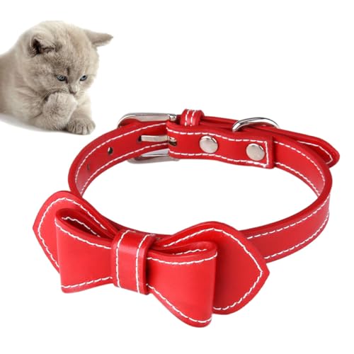 iplusmile Pu Und Hundehalsband Mit Schleife Verstellbares Für Haustiere Rot Strapazierfähigem Pu-Material Für Stilvolle Aufnahmen Und Täglichen Gebrauch von iplusmile