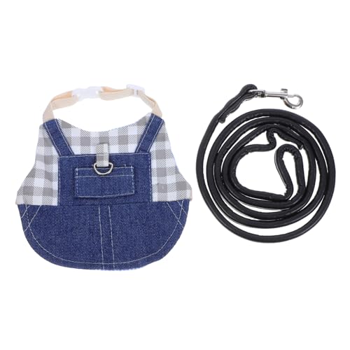 iplusmile Kaninchenkätzchengurt Weste für Katzen Häschen-Outfits für Kaninchen Zubehör für Haustierhasen Hamstergeschirr für Haustiere Katzengeschirr und Leine Stoff Blue von iplusmile