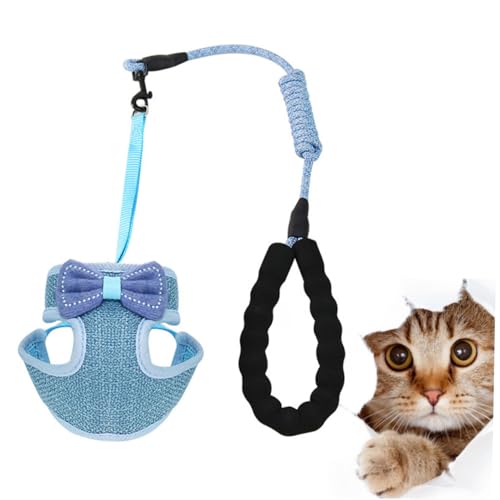 iplusmile Katzen Geschirr mit Bowknot Design Verstellbar und Atmungsaktiv für Katzen Leichtes und Langlebiges Brustgeschirr für Haustiere zu Reinigen von iplusmile