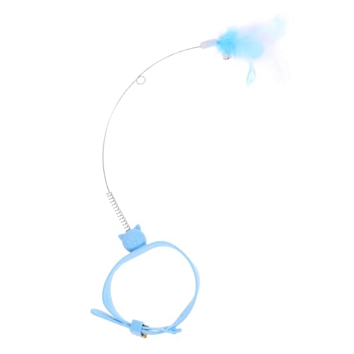iplusmile Katzenanreicherungsspielzeug Katzenkragenspielzeug Kätzchen Neckender Zauberstab Katzen-Teaser-Stick Katzenhalsband-stäbchen Interaktives Kätzchenspielzeug Kieselgel Blau von iplusmile