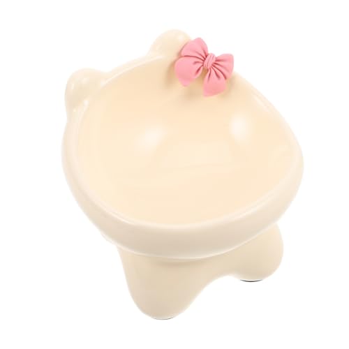iplusmile Katzennapf Katzenfutterschale Katzenfutter Und Wassernäpfe Erhöhte Katzenschale Erhöhter Katzenteller Katzenfutter Erhöht Wasserspender Für Welpen Hundenapf Beige Keramik von iplusmile