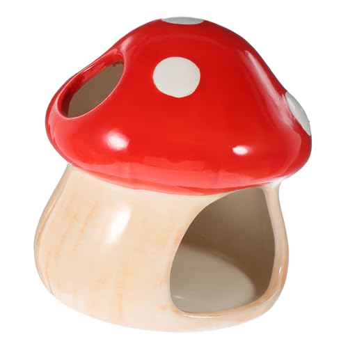 iplusmile Keramisches Hamsterhaus im Pilzdesign Gemütliches Versteck für Kleine Tiere als Schlafplatz und Dekoration im Käfig Robust und Langlebig für Hamster und Meerschweinchen von iplusmile