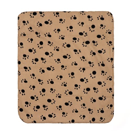 iplusmile Mikrofaser-Haustier-Badetuch, Hundehandtuch, super saugfähig, Hunde-Trockentuch, doppelseitig, Fleece-Decken für Hunde (beigefarbener Hintergrund mit schwarzen Pfoten) von iplusmile
