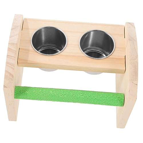 iplusmile Vogel Futterschale Mit Holzständer Sicherer Und Langlebiger Futterplatz Für Papageien Und Sittiche Dekoratives Vogelspielzeug Für Spielspaß von iplusmile