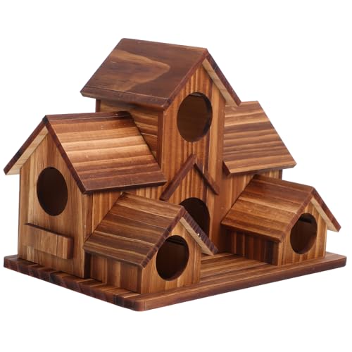 iplusmile Vogelnest-Ornamente aus Holz Vogelhütte Vogelhäuser für draußen Papageienspielplatz -Vogelhaus Vogelhaus aus Holz Vogel Stehen Vogelhäuschen für Wildvögel hölzern Kaffee von iplusmile